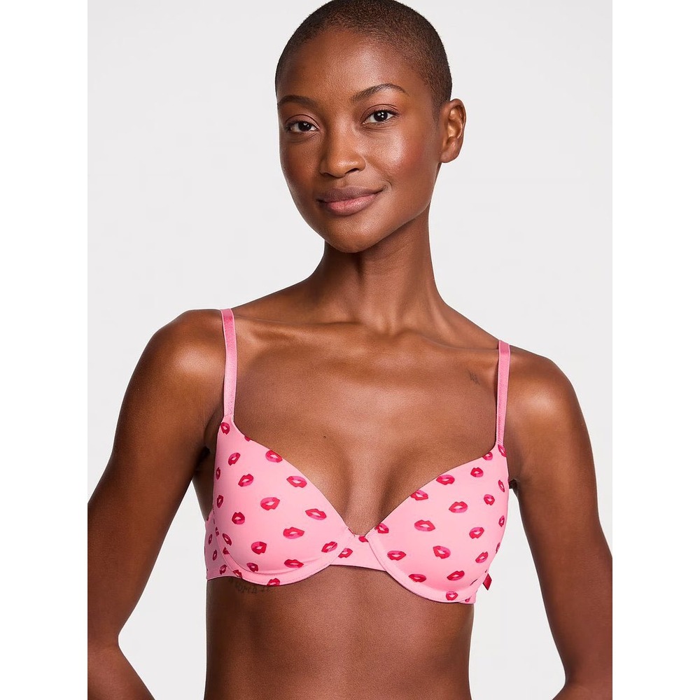 Victoria's Secret PINK Sexy Tee Push-Up Bra Pink Red Lips 34B NWT 176581